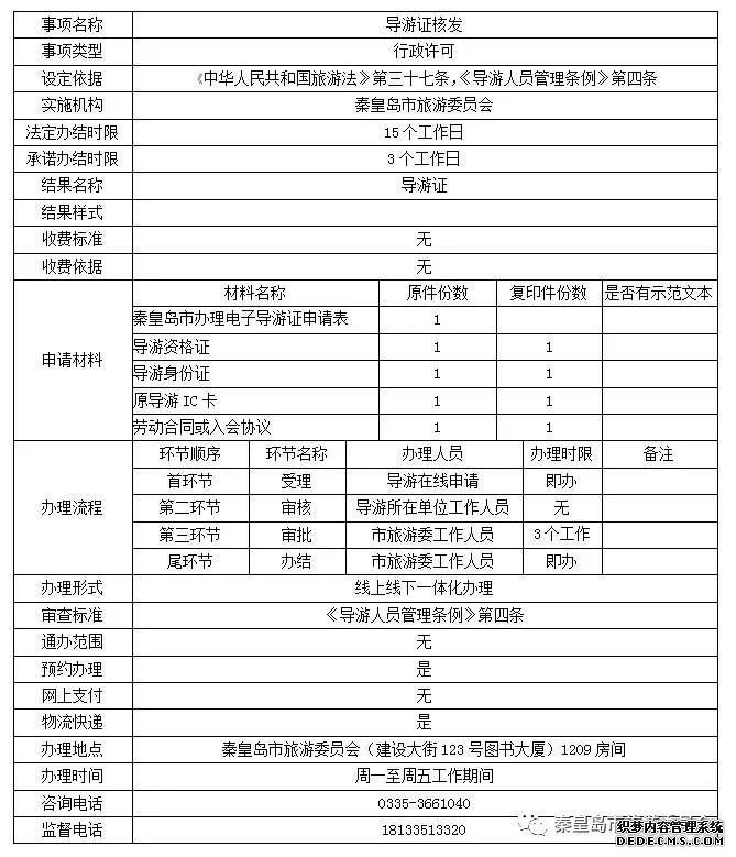 秦皇島市旅游委員會“最多跑一次”事項公布！
